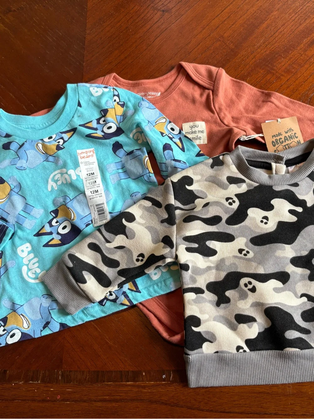 NWT 3 piece set boys size 12M TR176 all long sleeved